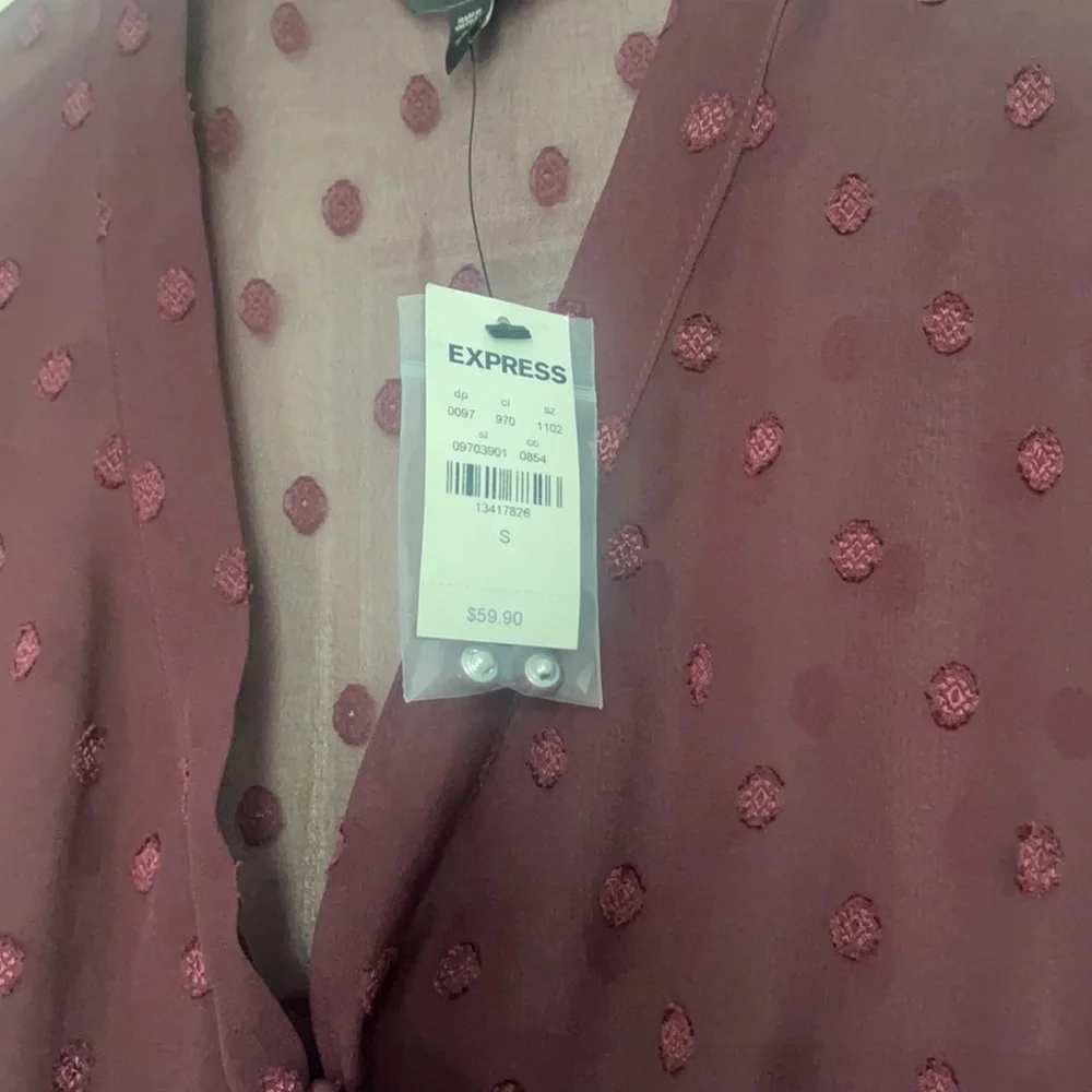 Express Tie Neck Medallion Print Blouse small